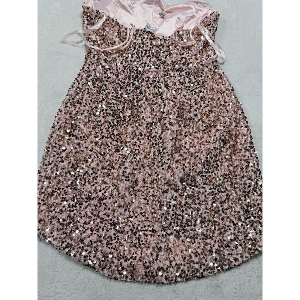 Angel Biba NWT Blush Sequin Mini Dress Rose Gold Cocktail Party Wedding Guest M - Picture 12 of 16